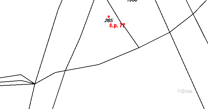 Kunov 77, Bruntál na parcele st. 265 v KÚ Nové Heřminovy, Katastrální mapa