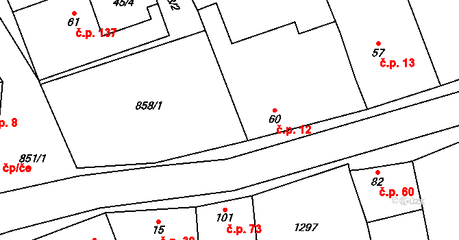 Heroltice 12, Hoštice-Heroltice na parcele st. 60 v KÚ Heroltice, Katastrální mapa