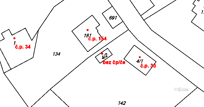 Hrádek nad Nisou 40818292 na parcele st. 4/2 v KÚ Dolní Suchá u Chotyně, Katastrální mapa