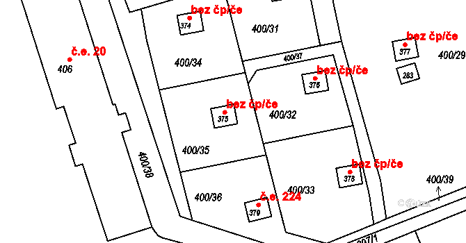 Soběšovice 42299292 na parcele st. 375 v KÚ Horní Soběšovice, Katastrální mapa