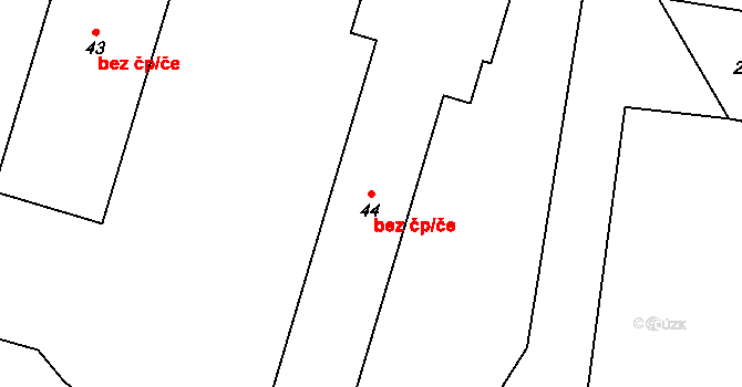 Červená Řečice 43468292 na parcele st. 44 v KÚ Těchoraz, Katastrální mapa