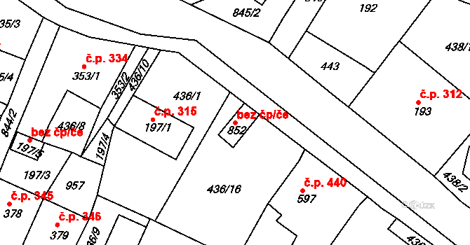 Osek 45117292 na parcele st. 852 v KÚ Osek u Duchcova, Katastrální mapa