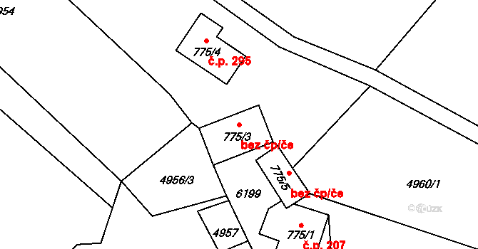 Horní Bečva 45644292 na parcele st. 775/3 v KÚ Horní Bečva, Katastrální mapa