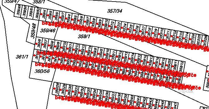 Rousínov 113 na parcele st. 359/10 v KÚ Rousínov u Vyškova, Katastrální mapa