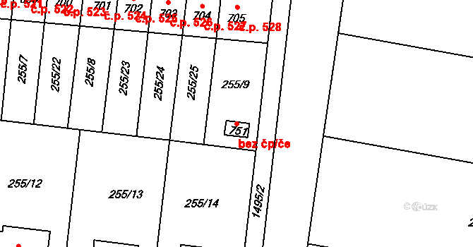 Libáň 45974292 na parcele st. 751 v KÚ Libáň, Katastrální mapa