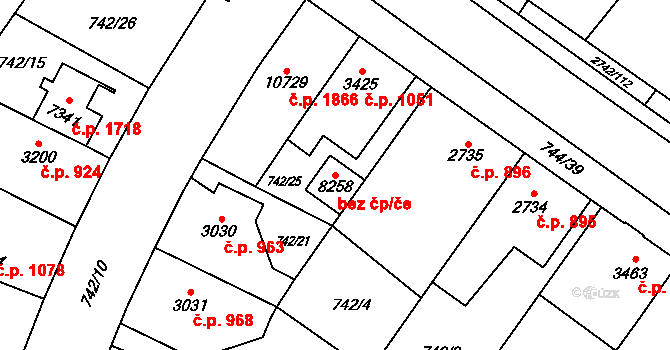 Pardubice 46732292 na parcele st. 8258 v KÚ Pardubice, Katastrální mapa