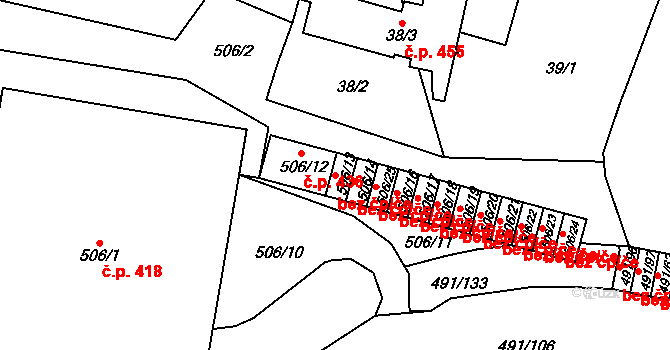 Praha 47924292 na parcele st. 506/13 v KÚ Veleslavín, Katastrální mapa