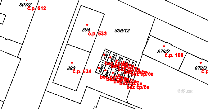 Ostrava 47976292 na parcele st. 896/2 v KÚ Kunčičky, Katastrální mapa