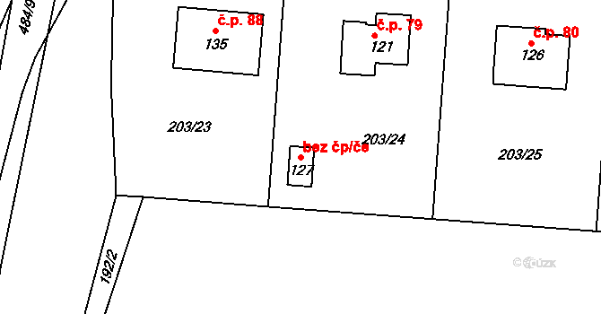 Borek 48300292 na parcele st. 127 v KÚ Borek, Katastrální mapa