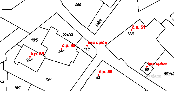 Mlýny 48543292 na parcele st. 110 v KÚ Mlýny u Choustníku, Katastrální mapa