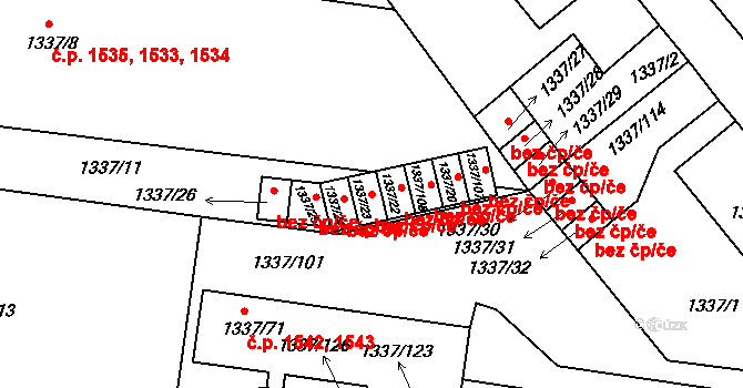 Roudnice nad Labem 50318292 na parcele st. 1337/23 v KÚ Roudnice nad Labem, Katastrální mapa