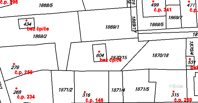 Merklín 50428292 na parcele st. 604 v KÚ Merklín u Přeštic, Katastrální mapa