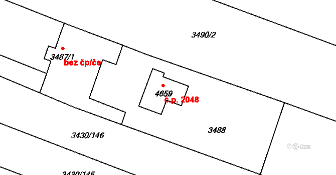 Čelákovice 2048 na parcele st. 4659 v KÚ Čelákovice, Katastrální mapa
