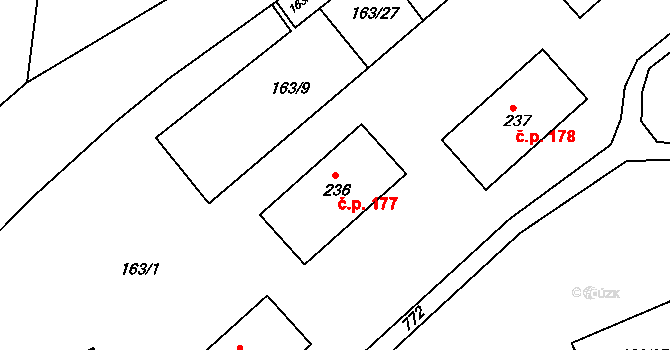 Prachovice 177 na parcele st. 236 v KÚ Prachovice, Katastrální mapa