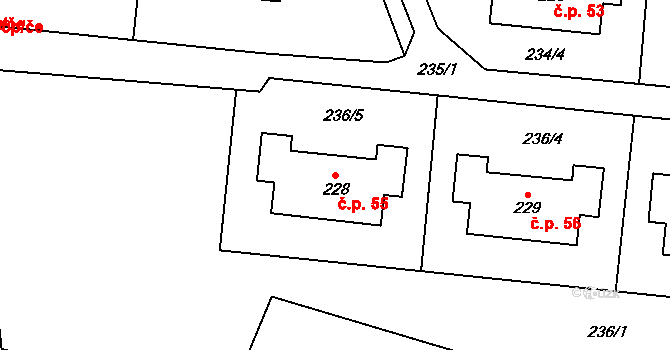 Beroun-Zdejcina 55, Beroun na parcele st. 228 v KÚ Zdejcina, Katastrální mapa