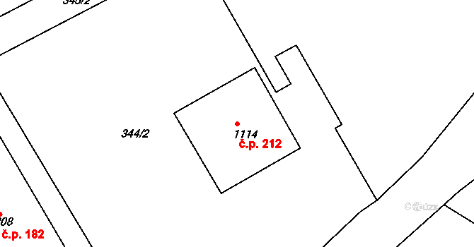 Nové Město 212, Broumov na parcele st. 1114 v KÚ Broumov, Katastrální mapa