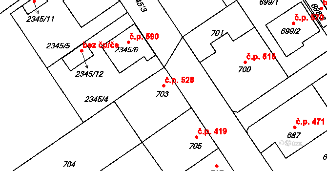 Jedovnice 528 na parcele st. 703 v KÚ Jedovnice, Katastrální mapa