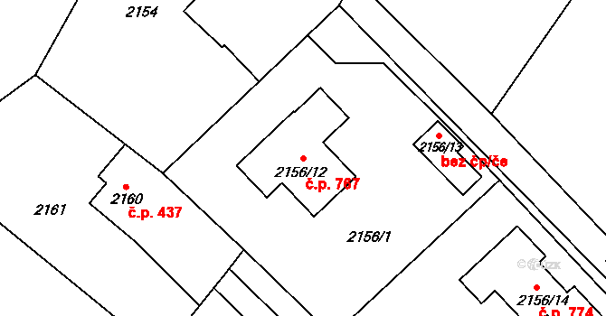 Fryčovice 767 na parcele st. 2156/12 v KÚ Fryčovice, Katastrální mapa
