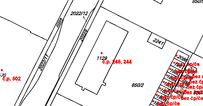 Blatná 244,245 na parcele st. 1129 v KÚ Blatná, Katastrální mapa