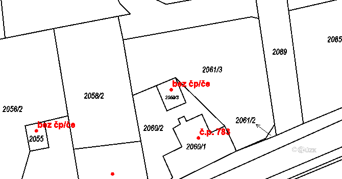 Rumburk 91004292 na parcele st. 2060/3 v KÚ Rumburk, Katastrální mapa