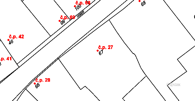 Stradonice 27, Peruc na parcele st. 67 v KÚ Stradonice u Pátku, Katastrální mapa