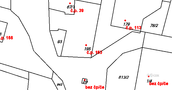 Telce 163, Peruc na parcele st. 195 v KÚ Telce, Katastrální mapa