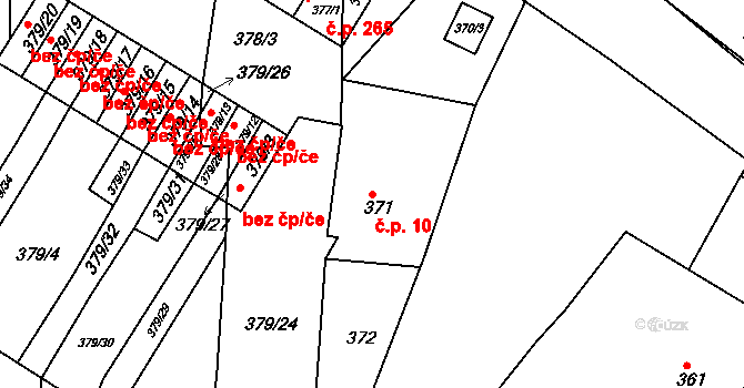 Štítary 10 na parcele st. 371 v KÚ Štítary na Moravě, Katastrální mapa