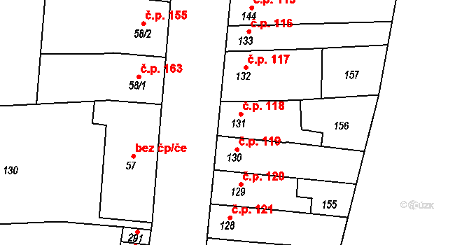 Přerov III-Lověšice 118, Přerov na parcele st. 131 v KÚ Lověšice u Přerova, Katastrální mapa