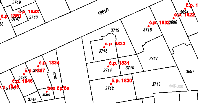 Jihlava 1833 na parcele st. 3718 v KÚ Jihlava, Katastrální mapa