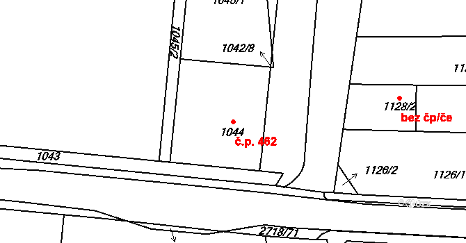 Velká nad Veličkou 462 na parcele st. 1044 v KÚ Velká nad Veličkou, Katastrální mapa