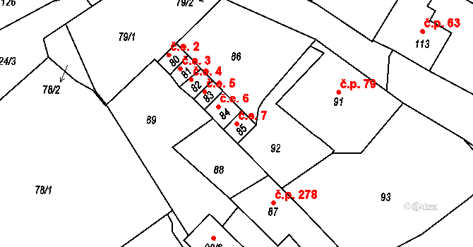 Loučná 7, Hrádek nad Nisou na parcele st. 85 v KÚ Loučná, Katastrální mapa