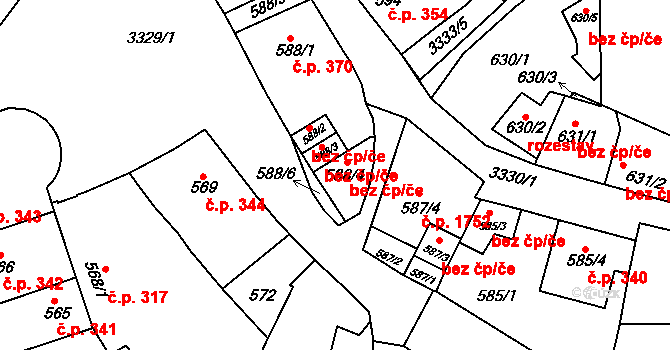 Mikulov 308 na parcele st. 588/4 v KÚ Mikulov na Moravě, Katastrální mapa