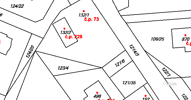 Nechánice 73, Sulice na parcele st. 132/1 v KÚ Sulice, Katastrální mapa