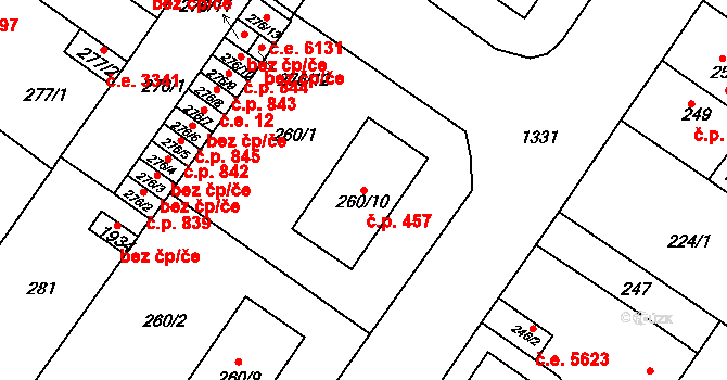 Bukov 457, Ústí nad Labem na parcele st. 260/10 v KÚ Bukov, Katastrální mapa