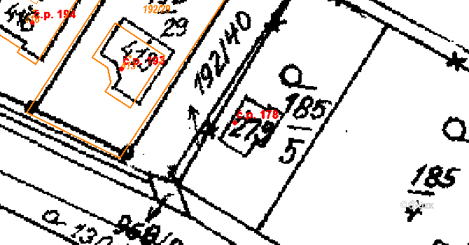 Vraclav 178 na parcele st. 273 v KÚ Vraclav, Katastrální mapa