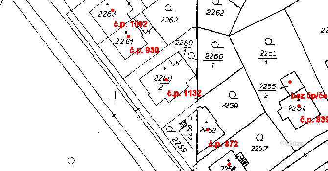 Poděbrady III 1132, Poděbrady na parcele st. 2260/2 v KÚ Poděbrady, Katastrální mapa