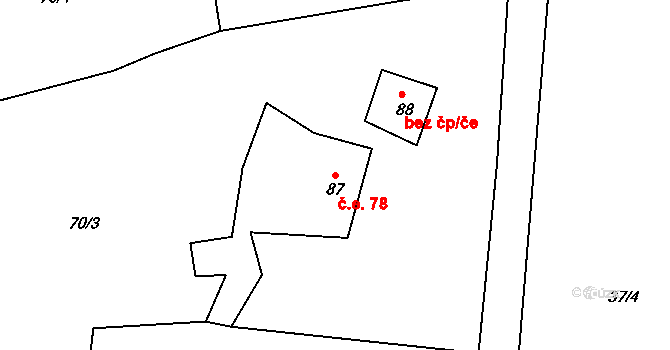 Bublava 78 na parcele st. 87 v KÚ Bublava, Katastrální mapa