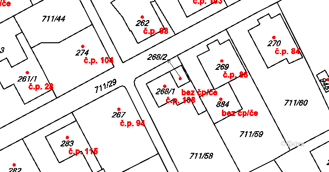 Daliměřice 108, Turnov na parcele st. 268/1 v KÚ Daliměřice, Katastrální mapa