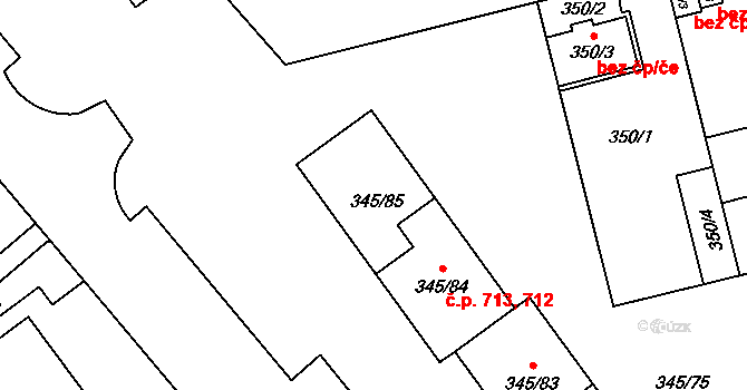 Kamýk 712,713, Praha na parcele st. 345/85 v KÚ Kamýk, Katastrální mapa