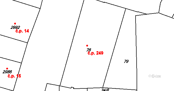 Smíchov 249, Praha na parcele st. 78 v KÚ Smíchov, Katastrální mapa