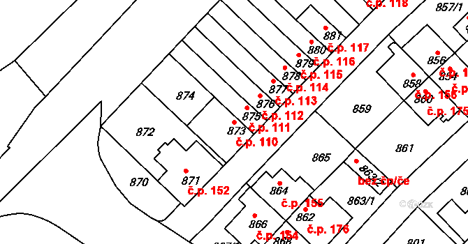 Prosek 110, Praha na parcele st. 873 v KÚ Prosek, Katastrální mapa