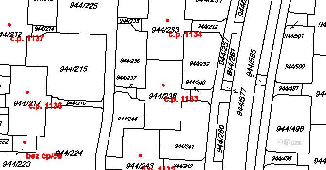 Šumbark 1133, Havířov na parcele st. 944/238 v KÚ Šumbark, Katastrální mapa