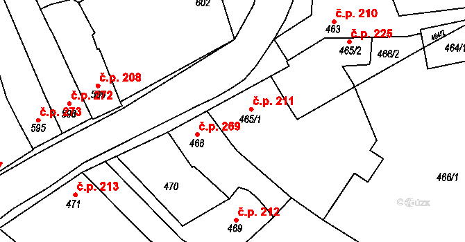 Rajhradice 211 na parcele st. 465/1 v KÚ Rajhradice, Katastrální mapa