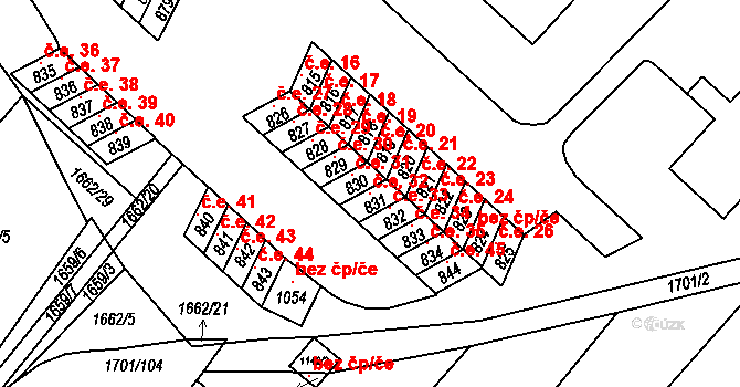 Boršice 32 na parcele st. 831 v KÚ Boršice u Buchlovic, Katastrální mapa