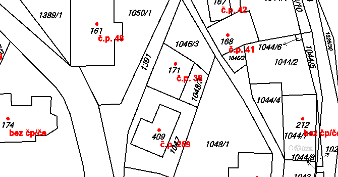 Černý Důl 259 na parcele st. 409 v KÚ Černý Důl, Katastrální mapa