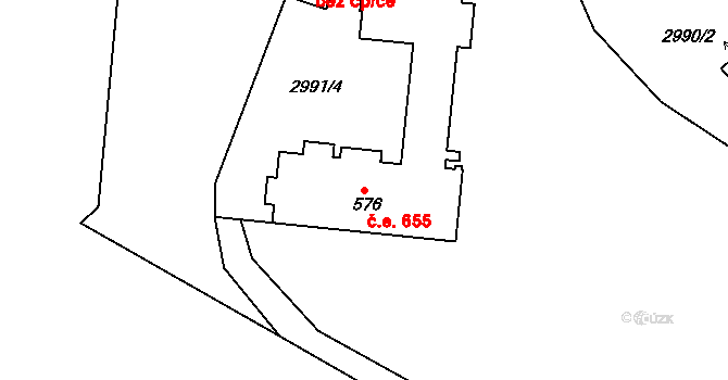 Lančov 655 na parcele st. 576 v KÚ Lančov, Katastrální mapa