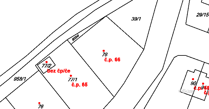 Rudolec 66, Březová na parcele st. 78 v KÚ Rudolec u Březové, Katastrální mapa