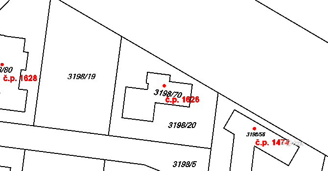 Kuřim 1626 na parcele st. 3198/70 v KÚ Kuřim, Katastrální mapa