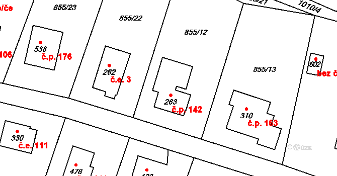 Pecerady 142, Týnec nad Sázavou na parcele st. 263 v KÚ Pecerady, Katastrální mapa