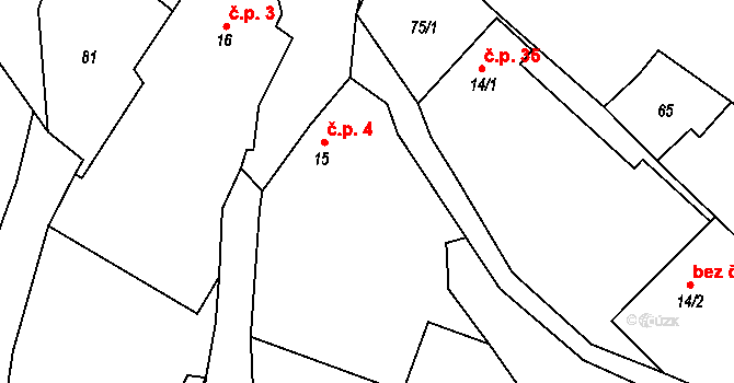 Jeníkov 4, Čechtice na parcele st. 15 v KÚ Jeníkov u Vlašimi, Katastrální mapa